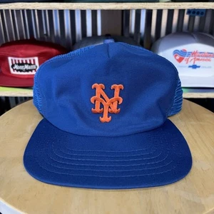 VTG 80s New Era New York Mets Trucker Hat - MLB - Snapback Cap - FLIMSY Fit - Picture 1 of 7