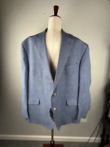 Blazer cappotto sportivo uomo Paul Fredrick due bottoni blu arancione 100% lino tg 52R - Foto 1 di 10