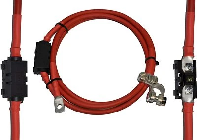 Batteriekabel rot 25 mm² + Polklemme R + Kabelschuh mit 60A Sicherung + Halter - Bild 1 von 4