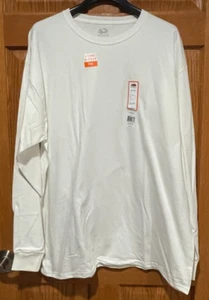 FRUIT OF THE LOOM Men's XL White 100% Cotton Crew Long Sleeve Tee T-Shirt NWT - Picture 1 of 4