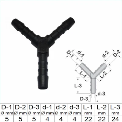 GABEX-SHOP.DE 1 2 3 5 oder 10 Stück Y-Schlauchverbinder 5 mm 5 mm 5 mm RGV Y Stück schwarz