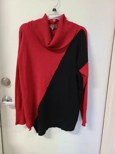 89th & Madison Loose Fit Red/Black Turtleneck Long Pullover Sweater - SZ. XL - Picture 1 of 3