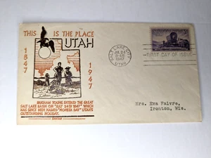 1947 FDC US Scott #950 3c, Spartan Cachet, UT, Salt Lake City Stamp - Picture 1 of 2