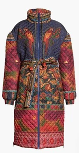 Farm Rio S Small Mixed Patchwork Reversible Midi Puffer Jacket Coat $350 - Picture 1 of 15