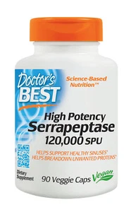 Doctor's Best High Potency Serrapeptase- 120-000 SPU- 90 Veggie Caps - Picture 1 of 1