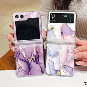 Shockproof Marble Hinge Folding Case For Samsung Galaxy Z Flip5 Flip6 4 3 Cover - Picture 1 of 18