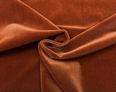 DESIGNER PLUSH MOHAIR HARVEST ORANGE VELVET MULTIPURPOSE FABRIC BY YARD 55"W - Image 1 of 4