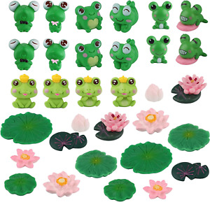 Gukasxi 32pcs Cute Frog Miniature Figurines, Mini Garden Ornament, Garden Moss