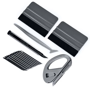 Vehicle Vinyl Wrap Window Film Application Tool Felt Squeegee, Knife & Blade Set - Picture 1 of 7