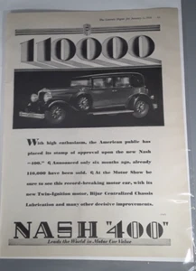 Anuncio original de revista Nash 400 1929 "110000" - Imagen 1 de 1