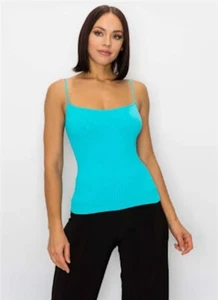NWOT Last Tango S/M Neck Seamless Basic Camisole Top Turquoise 125412 - Picture 1 of 1