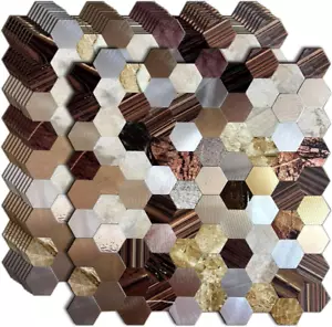 10 Sheets Peel and Stick Backsplash Tile, Self-Adhesive Mosaic Tile, Stick on Ki - Picture 1 of 11
