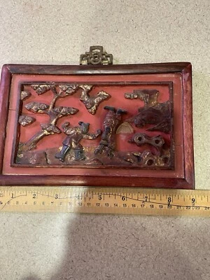 Colgantes chinos antiguos de madera tallada (par) Foto 1 de 4