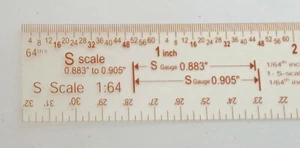 S Scale Ruler - Clear Flexible Polyester w/Sepia Legends   U.S.A.   6" L x 3/4"W - Picture 1 of 4