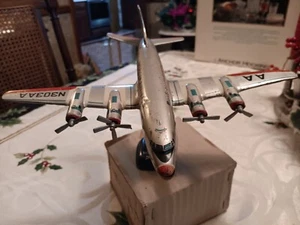 Vintage Tin Toy Friction Trigger American Airlines N303AA DC7C Japan - Picture 1 of 24