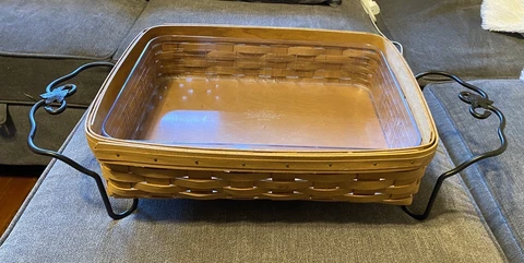Longaberger Wrought Iron expandable serving tray stand And Basket Cover