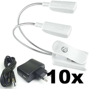 10x LED Flexilight Schwanenhalsleuchte weiß Leselampe Klemmlampe mit Trafo & USB - Bild 1 von 8