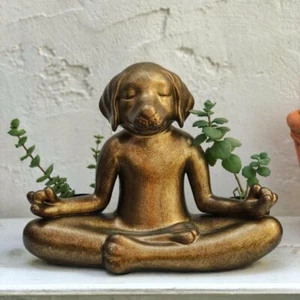 design ornament decor dog yoga zen gold meditation NEW 31cm high - Picture 1 of 3