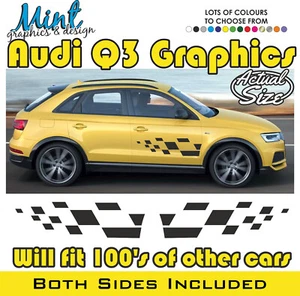 to fit AUDI Q3 Side Stripes QUATTRO S RS Decals Stickers Graphics Q2 A3 A4 002 - Picture 1 of 4