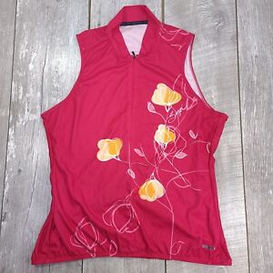 Sugoi Jersey Womens XL Red Floral 3/4 Zip Select Sleeveless Cycling Pockets