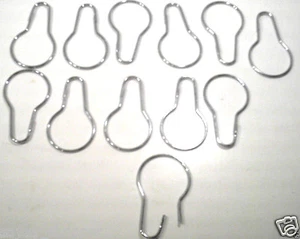 SHOWER HOOKS 12 PC. CHROME PLATED SHOWER CURTAIN HOOKS, RINGS - Picture 1 of 2