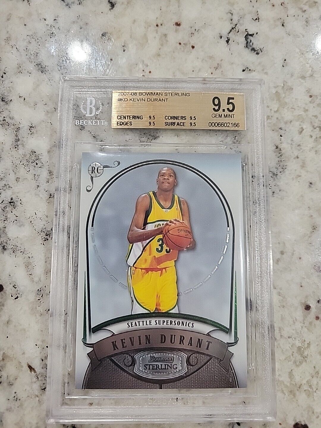 2007-08 Bowman Sterling Kevin Durant RC #KD BGS 9.5   Sonics