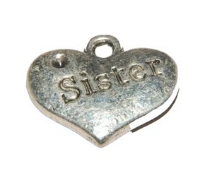 Sister Heart Charm Tibetan Silver J1288 - Picture 1 of 4