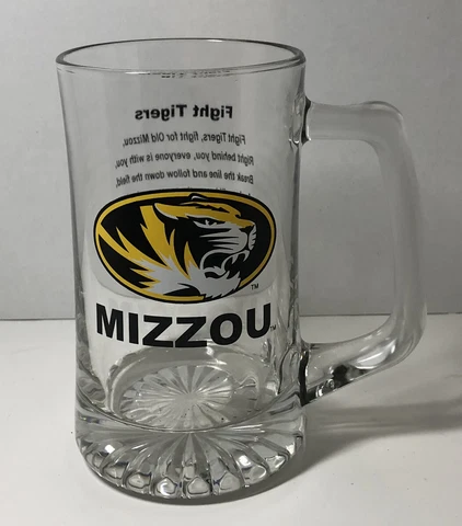 Mizzou Tigers Glass Beer Mug University of Missouri  Fight Tiger’s Cover