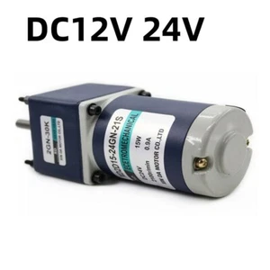 Motoriduttore DC12V 24V Riduzione Alta Coppia Ingranaggio Metallo Reversibile 10-600RPM 15W - Foto 1 di 9