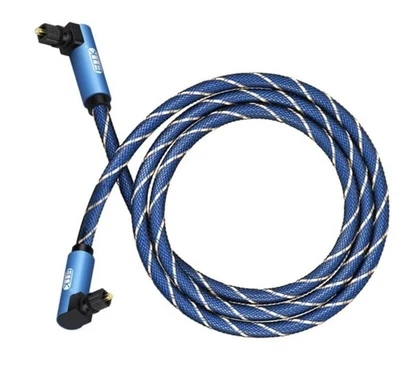 Toslink Right Angle Optical Audio Cable Adjustable 90° 270° 360° Nylon 1m - Image 1 of 4