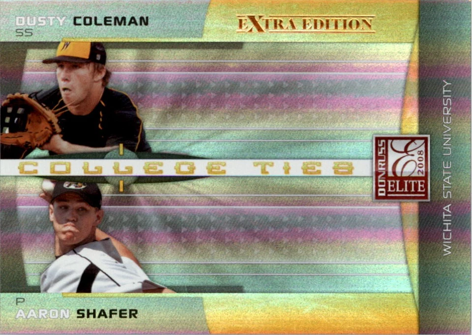 2008 Elite Extra Edition College Ties Gold 17 Dusty Coleman/Aaron Shafer /100 BB - Image 1 of 2