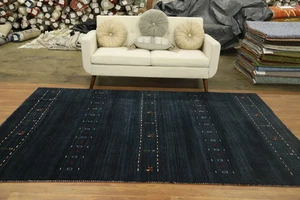 Dark Blue Gabbeh Handmade Living Room Area Rug Tribal Oriental Wool Carpet 8x10 - Picture 1 of 8