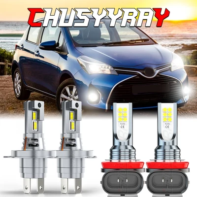 for Toyota Yaris 2006 2007-2014 LED Headlight High/Low Fog Lights 4x Bulbs Kit - Image 1 of 4