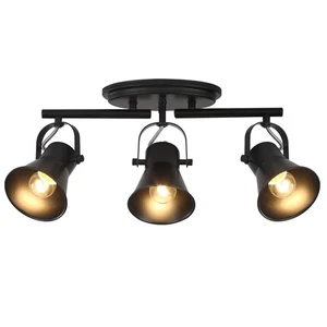 3-Light Track Lighting Kit,Black Semi Flush Mount Ceiling Light with 3 Rotata... - Picture 1 of 7