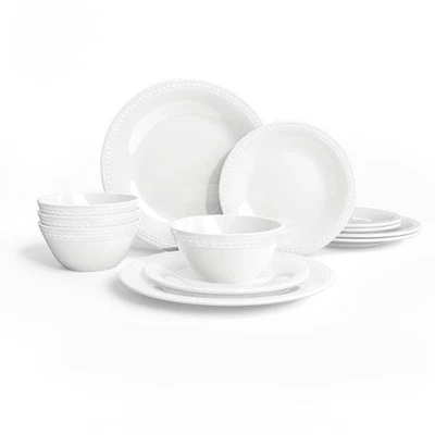 Juegos de vajilla básicos de melamina blanca, juego de platos de 12 piezas, ligero... Foto 1 de 4