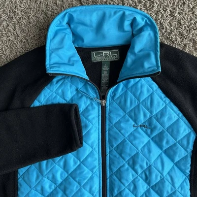 Chaqueta polar L-RL Lauren Active Ralph Lauren grande azul/negro cremallera completa para mujer Foto 1 de 4