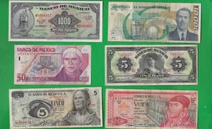 MEXICO 1969 - 1996 ~ PESOS ~ 6 X PAPER MONEY LOT # 9363 (*-*) - Picture 1 of 2