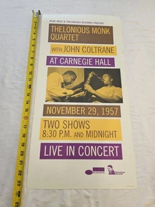 Thelonious Monk with John Coltrane at Carnegie Hall promo 2x Sided poster 12x24" - Picture 1 of 2