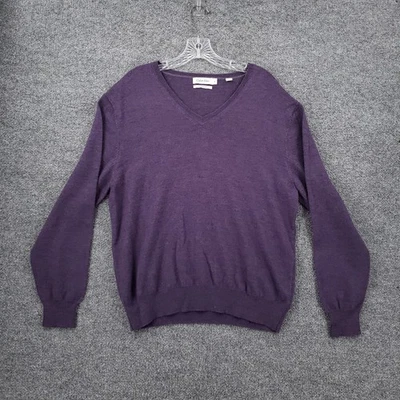 Suéter para mujer Calvin Klein XL púrpura extra fino lana merino cuello en V pulóver Foto 1 de 4