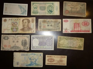 11 verschiedene Banknoten aus asiatischen Ländern - Bild 1 von 2
