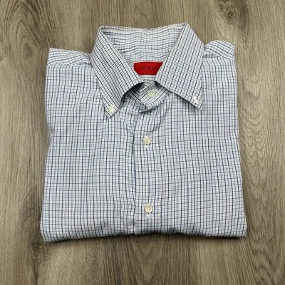 Isaia Long Sleeve Button Down Shirt Men’s Size 18 1/2 46 Blue Checkered  - Image 1 of 4