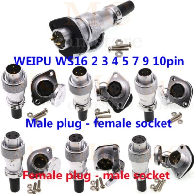 WEIPU WS16 2 to 10 pin Aviation Connector Bulkhead 2 Hole Circular Plug & Socket - Image 1 of 4