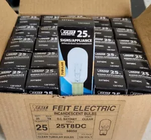 Feit 120V 25 Watts T8 25T8D Double Contact Bayonet Base QTY 25 - Picture 1 of 3