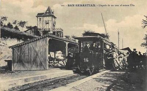 España - SAN SEBASTIAN - Llegada de un tren al Monte Unia - Ed. Galarza 102 - Imagen 1 de 2