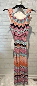 Kohls Three Pink Hearts Girls Size 16 Pink Chevron Maxi Dress - Picture 1 of 1