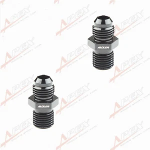 2pc Straight Male -6AN 6AN Flare To M14x1.5 (mm) Metric Fitting Adapter Black US - Picture 1 of 5