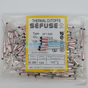 5pc SF139E 142°C SEFUSE Cutoffs 10A 250V NEC Thermal Fuse Celsius Degree 287.6°F - Picture 1 of 2