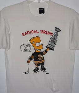 T-shirt Bart Simpson Boston Bruins taglia L Radical Bruin punto singolo vintage - Foto 1 di 9