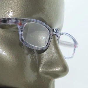 Reading Glasses Blue Red Black Plaid Check Preppy Frame +3.25 Lens Strength - Picture 1 of 3