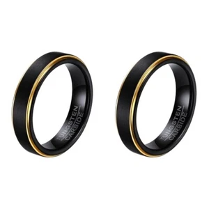 2 Count Männer Schmuck Ehering Aus Wolfram Goldene Zierliche Ringe Mann - Bild 1 von 12